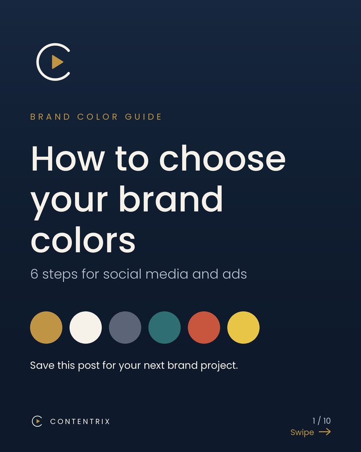 Cover of the Contentrix brand color guide carousel: How to choose your brand colors