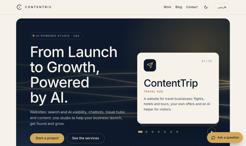 Contentrix website, light theme